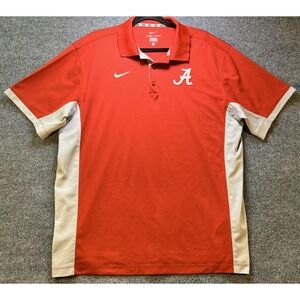 Alabama Crimson Tide Nike Dri Fit Polo Shirt Mens XL Red White‎ SEC Football